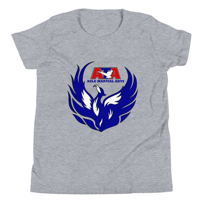 Performance | Youth T-Shirt | Azle Martial Arts | Blue Fire Crest Logo