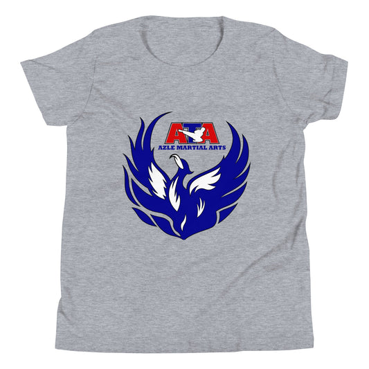Performance | Youth T-Shirt | Azle Martial Arts | Blue Fire Crest Logo