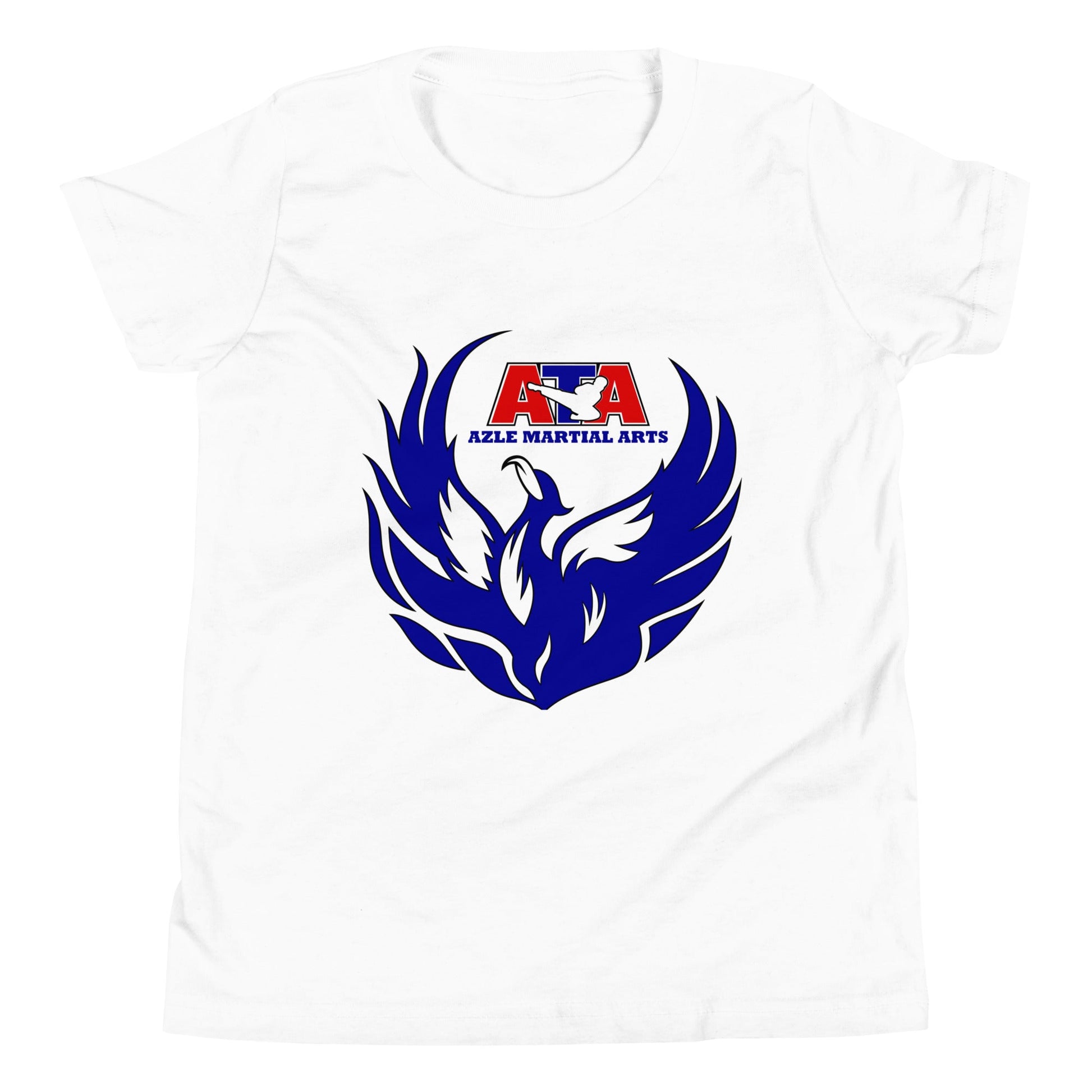 Performance | Youth T-Shirt | Azle Martial Arts | Blue Fire Crest Logo