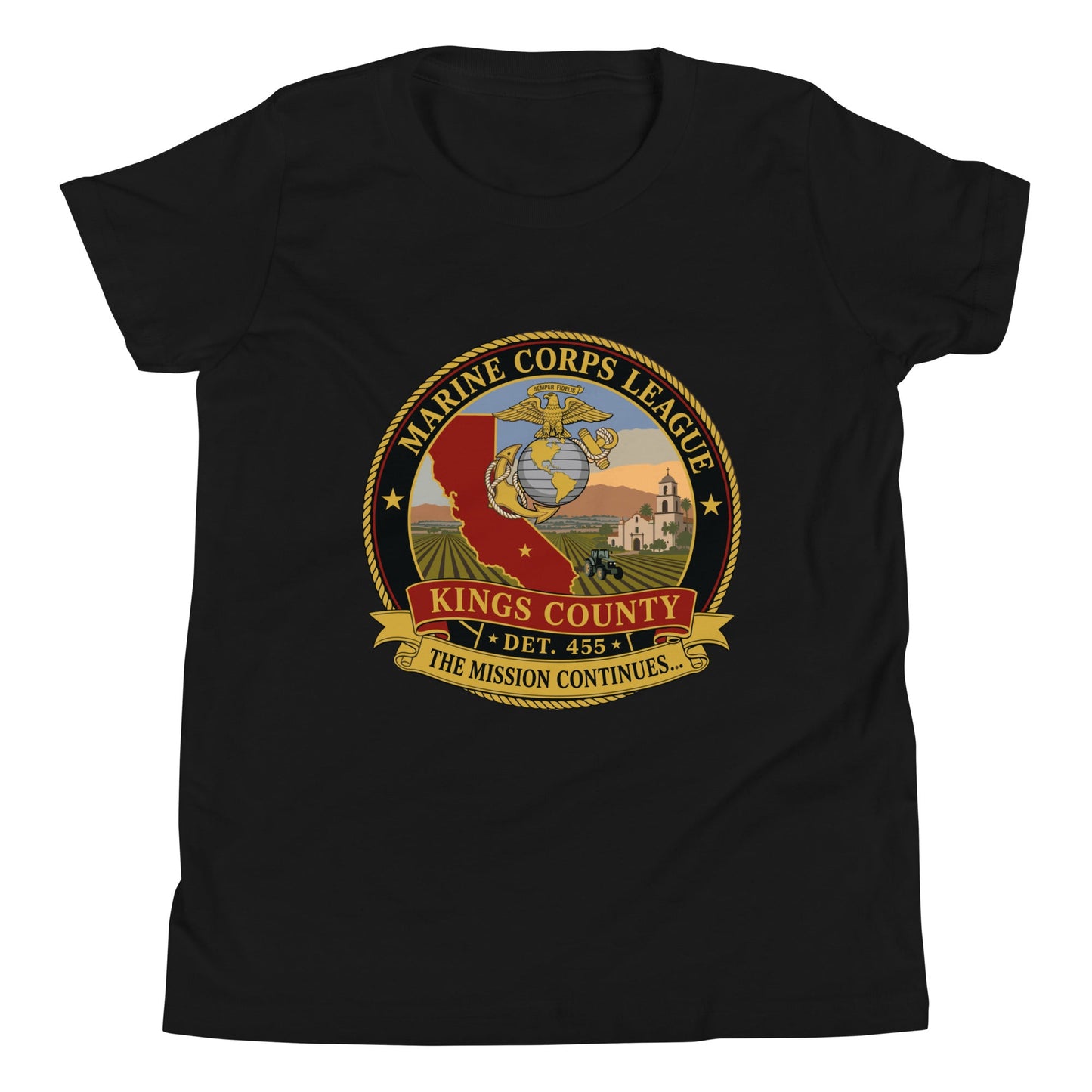 Performance | Youth T-Shirt | Marine Corps League kings County Det 455 | Shield Logo