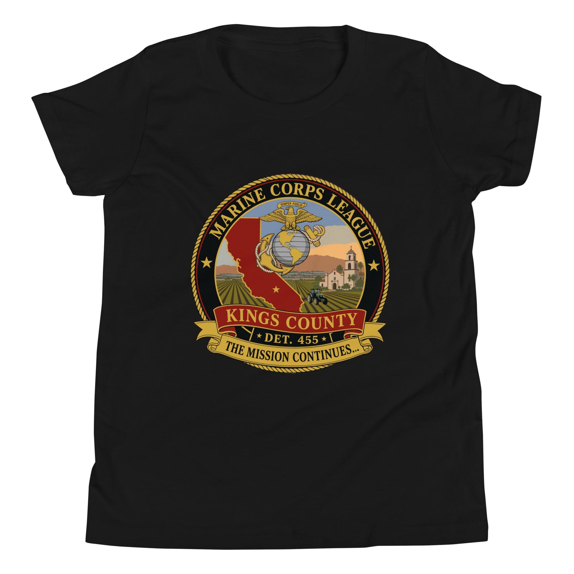 Performance | Youth T-Shirt | Marine Corps League kings County Det 455 | Shield Logo