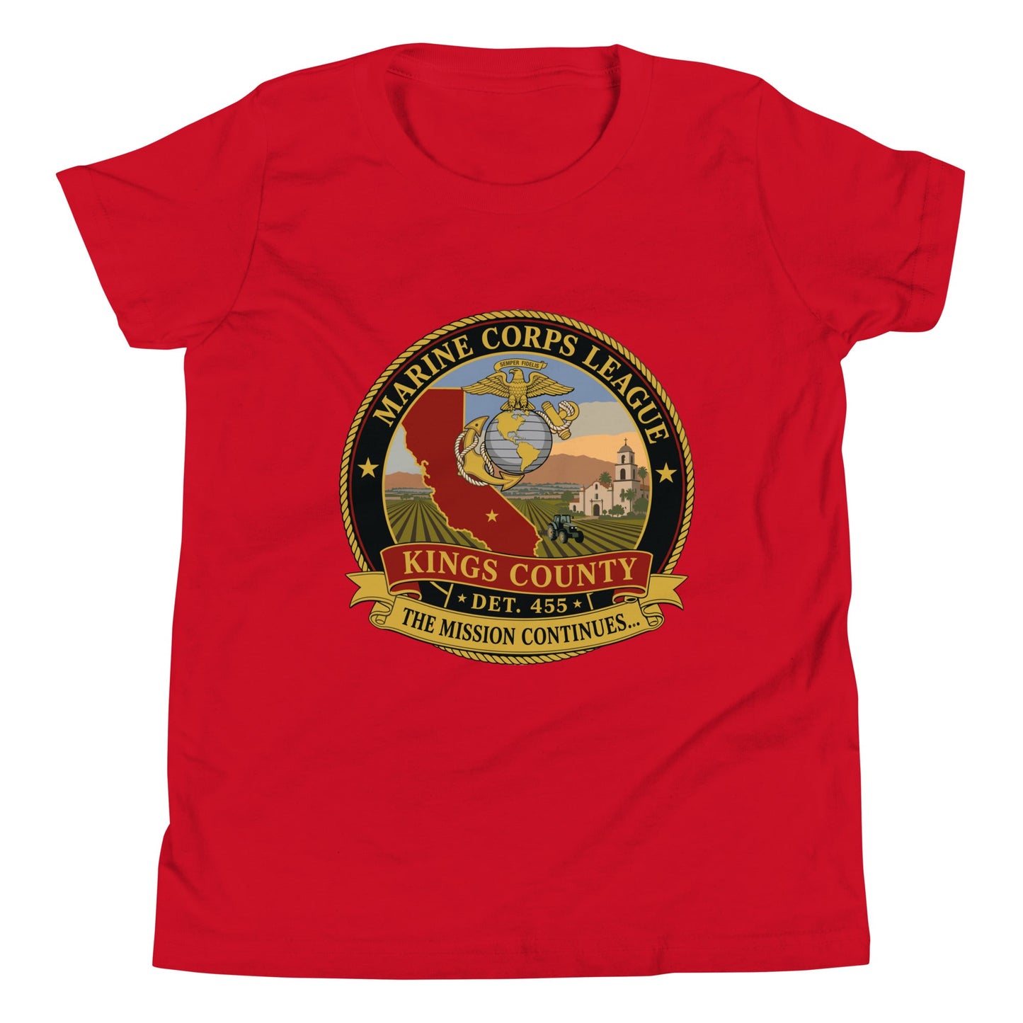 Performance | Youth T-Shirt | Marine Corps League kings County Det 455 | Shield Logo