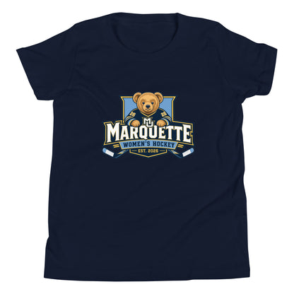 Performance | Youth T-Shirt | Marquette University Women's Hockey | Bear Athletics Logo