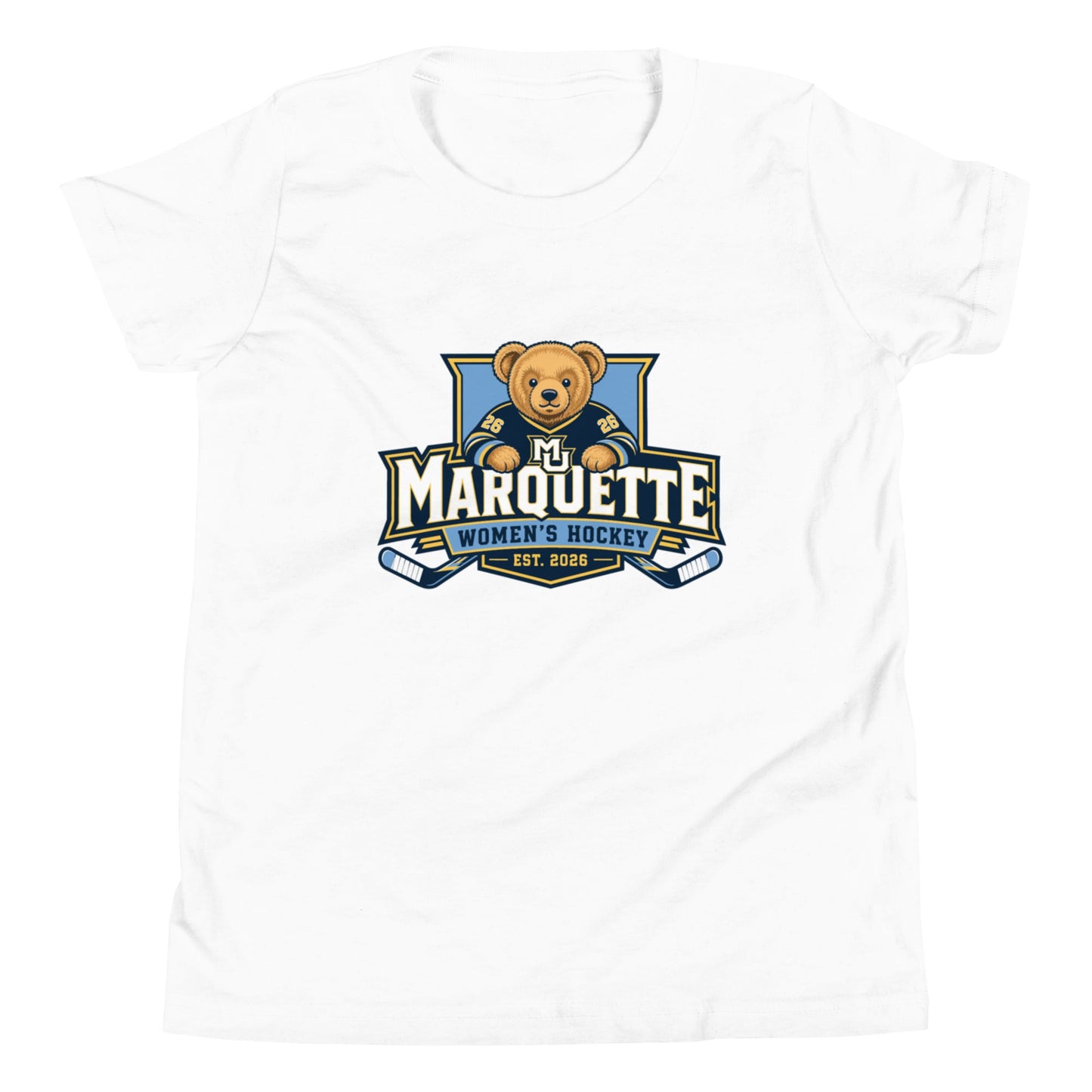 Performance | Youth T-Shirt | Marquette University Women's Hockey | Bear Athletics Logo