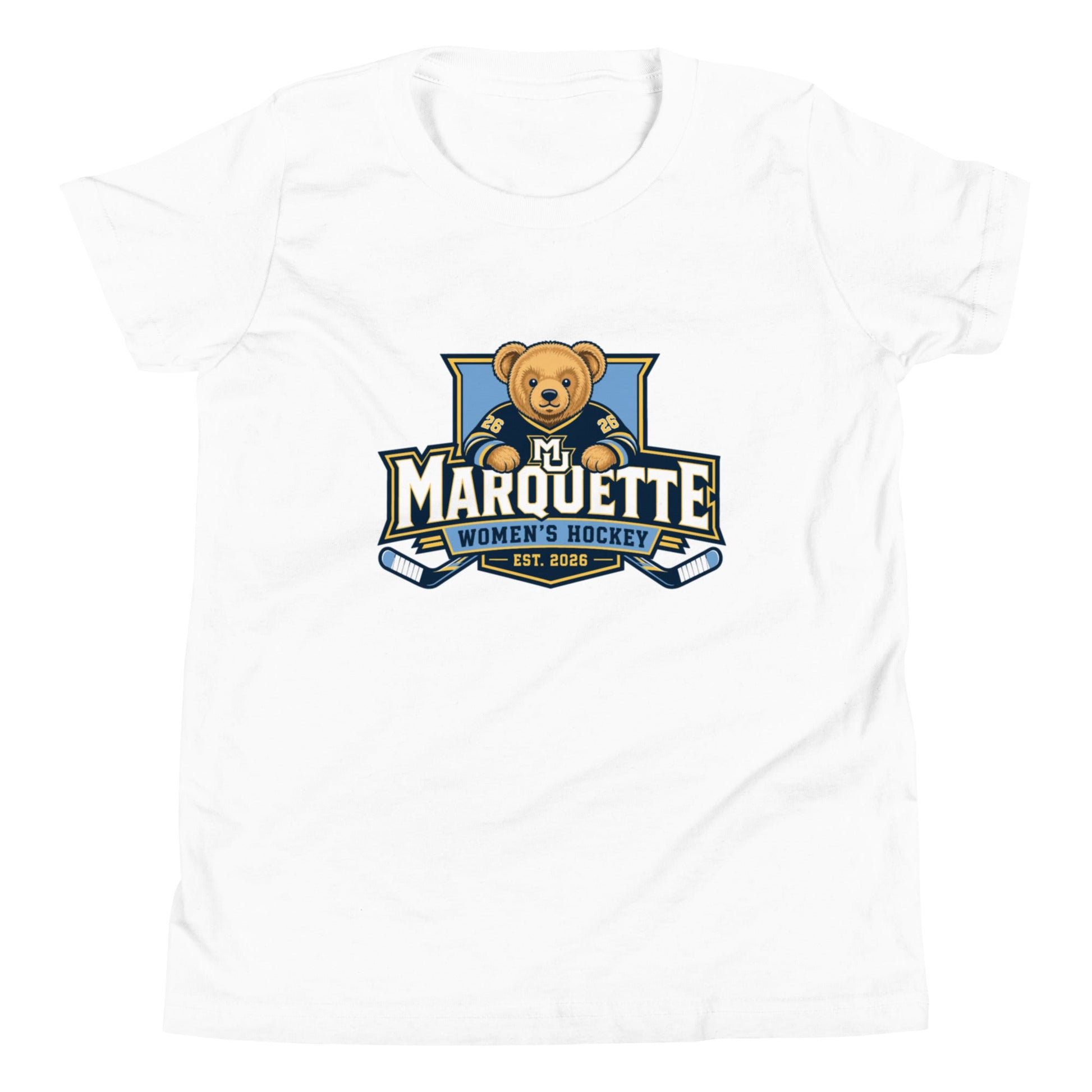Performance | Youth T-Shirt | Marquette University Women's Hockey | Bear Athletics Logo