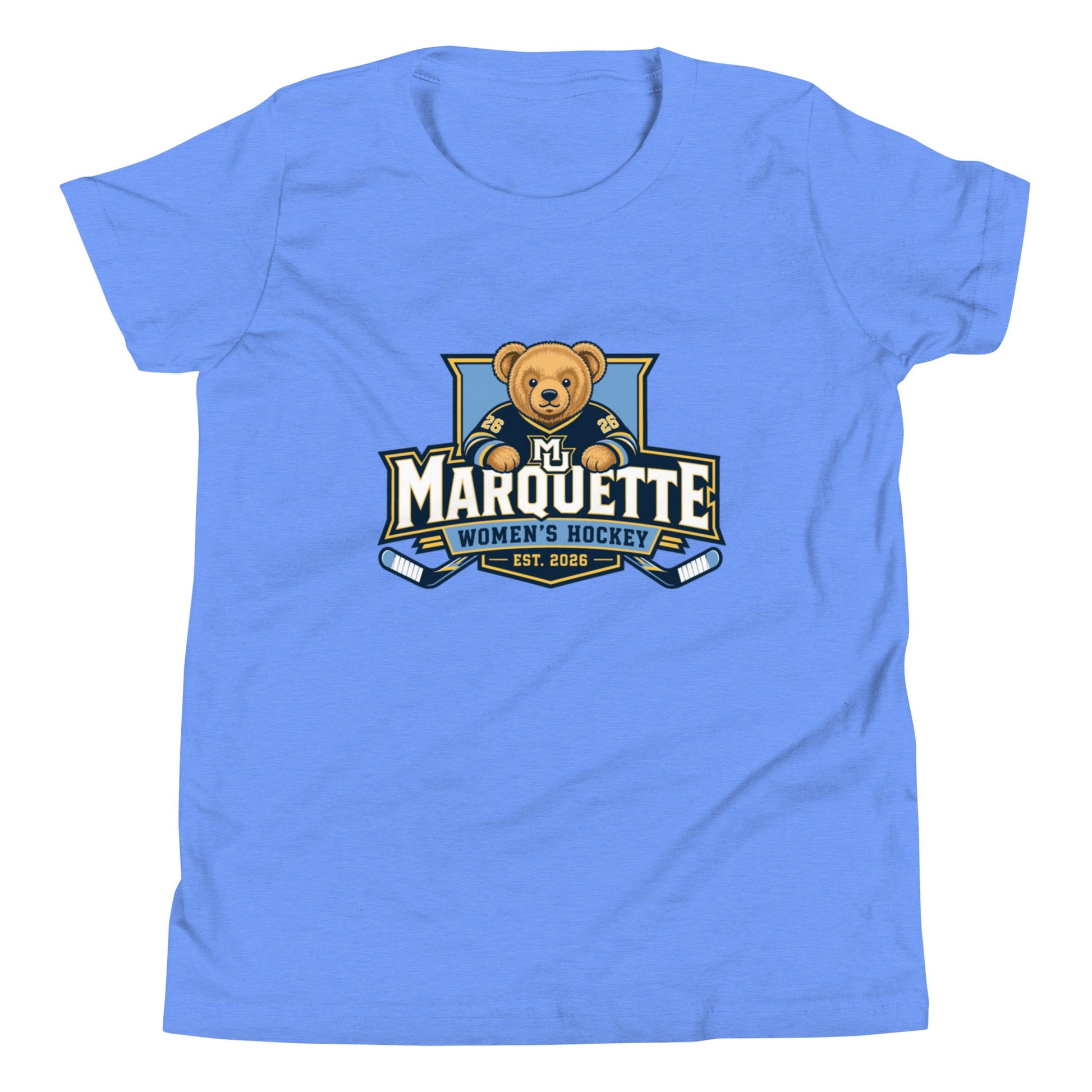 Performance | Youth T-Shirt | Marquette University Women's Hockey | Bear Athletics Logo