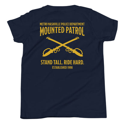 Performance | Youth T-Shirt | Metro Nashville Police Department Horse Mounted Patrol | Stand Tall Logo