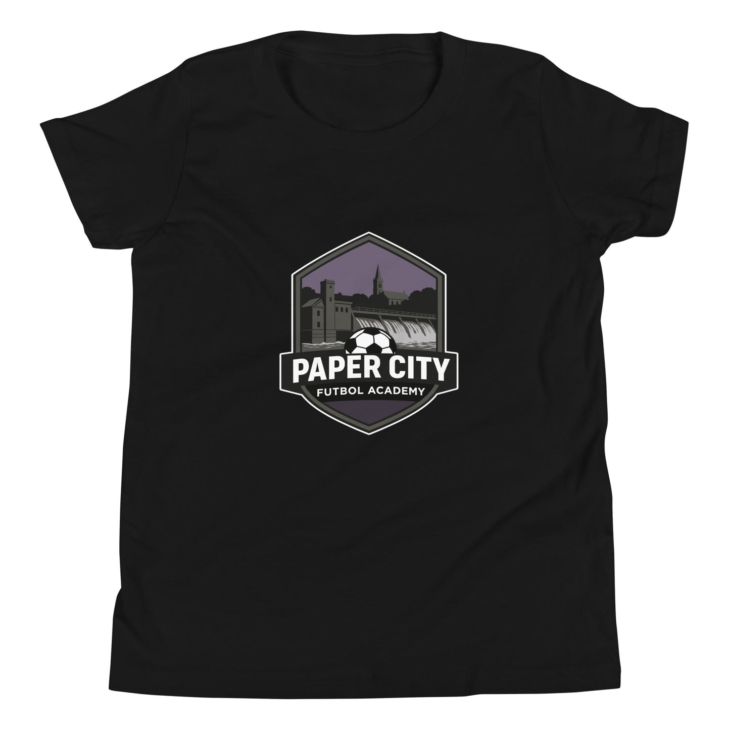Performance | Youth T-Shirt | Paper City Futbol Academy | Vanguard Shield Logo