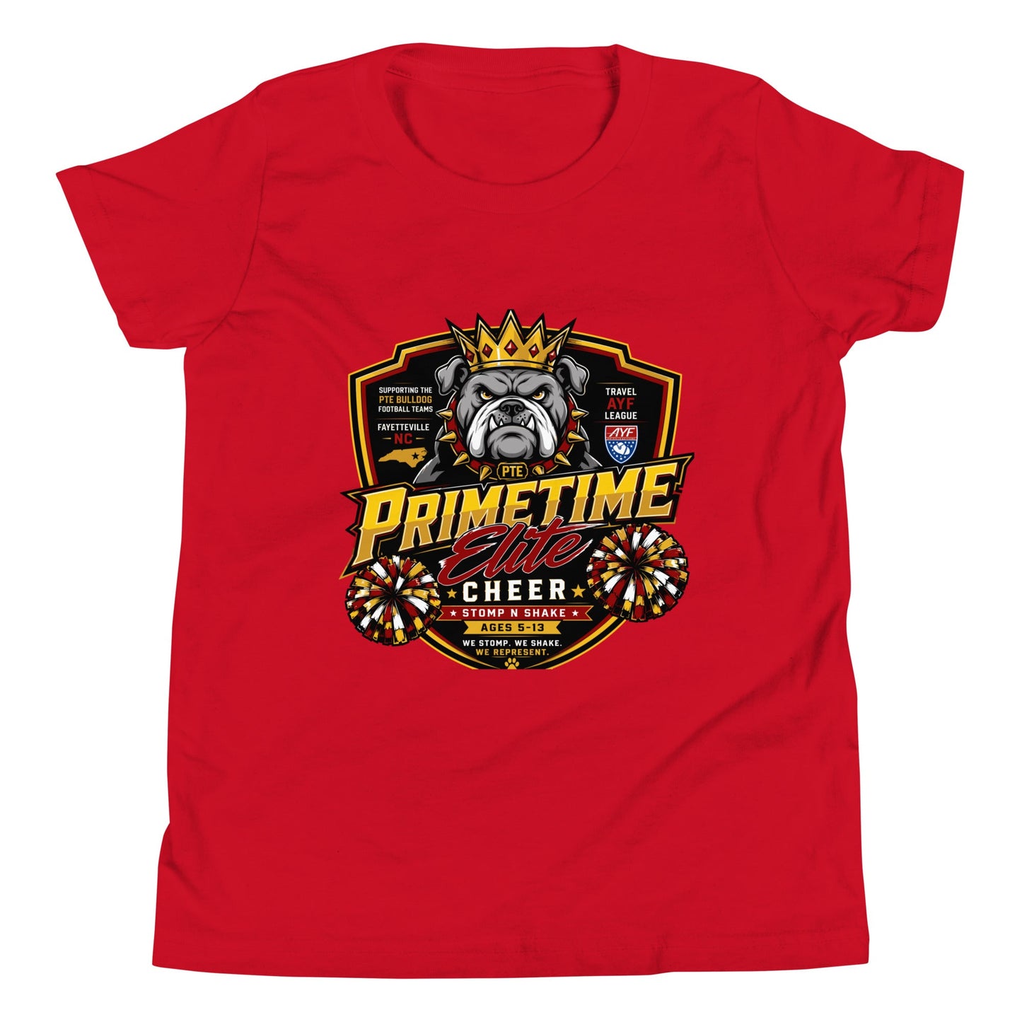Performance | Youth T-Shirt | PTE Bulldog Cheer | Shield Logo
