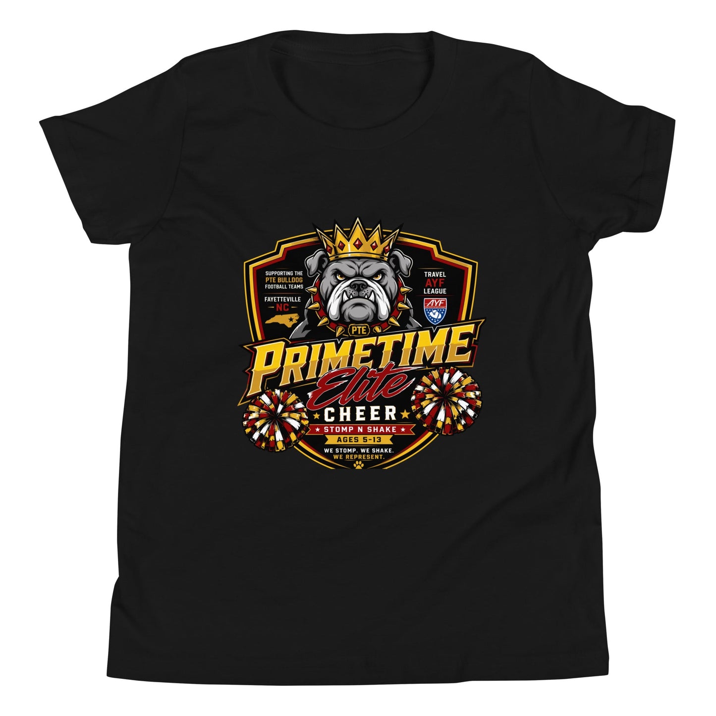 Performance | Youth T-Shirt | PTE Bulldog Cheer | Shield Logo