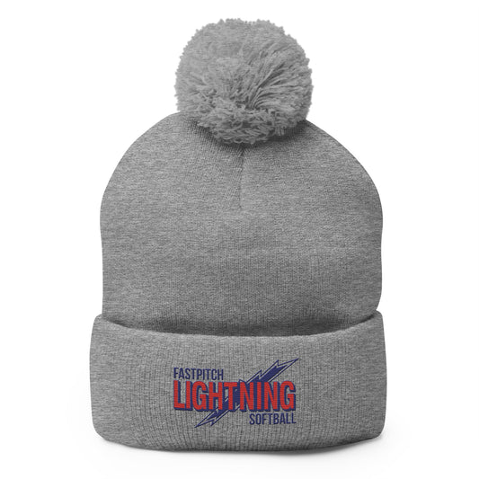 Pom - Pom Beanie | Amherst Lightning Softball | Lightning Logo