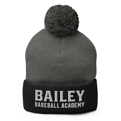 Pom - Pom Beanie | Bailey Baseball Academy | Script Logo