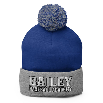 Pom - Pom Beanie | Bailey Baseball Academy | Script Logo