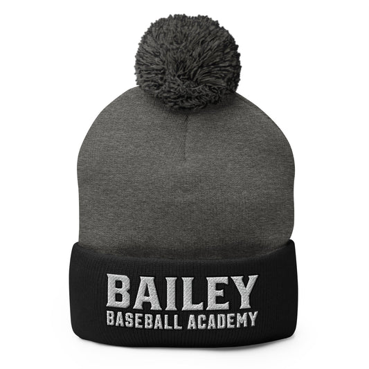 Pom - Pom Beanie | Bailey Baseball Academy | Script Logo