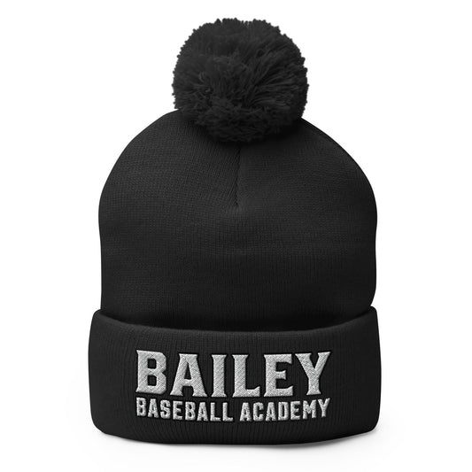 Pom - Pom Beanie | Bailey Baseball Academy | Script Logo
