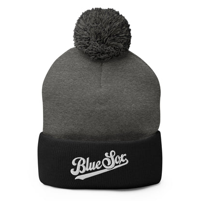 Pom - Pom Beanie | Blue Sox | Script Logo