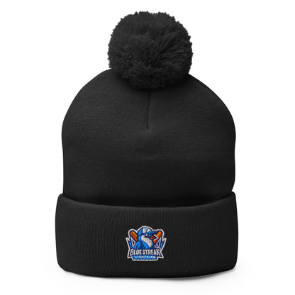 Pom - Pom Beanie | Blue Streak Lightning | Mascot Logo