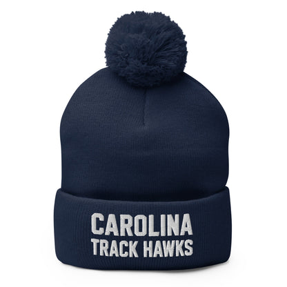 Pom-Pom Beanie | Carolina track Hawks | Crest Logo