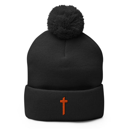 Pom - Pom Beanie | Catholic High School | Cross Logo