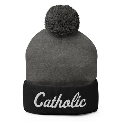 Pom - Pom Beanie | Catholic High School | Script Logo
