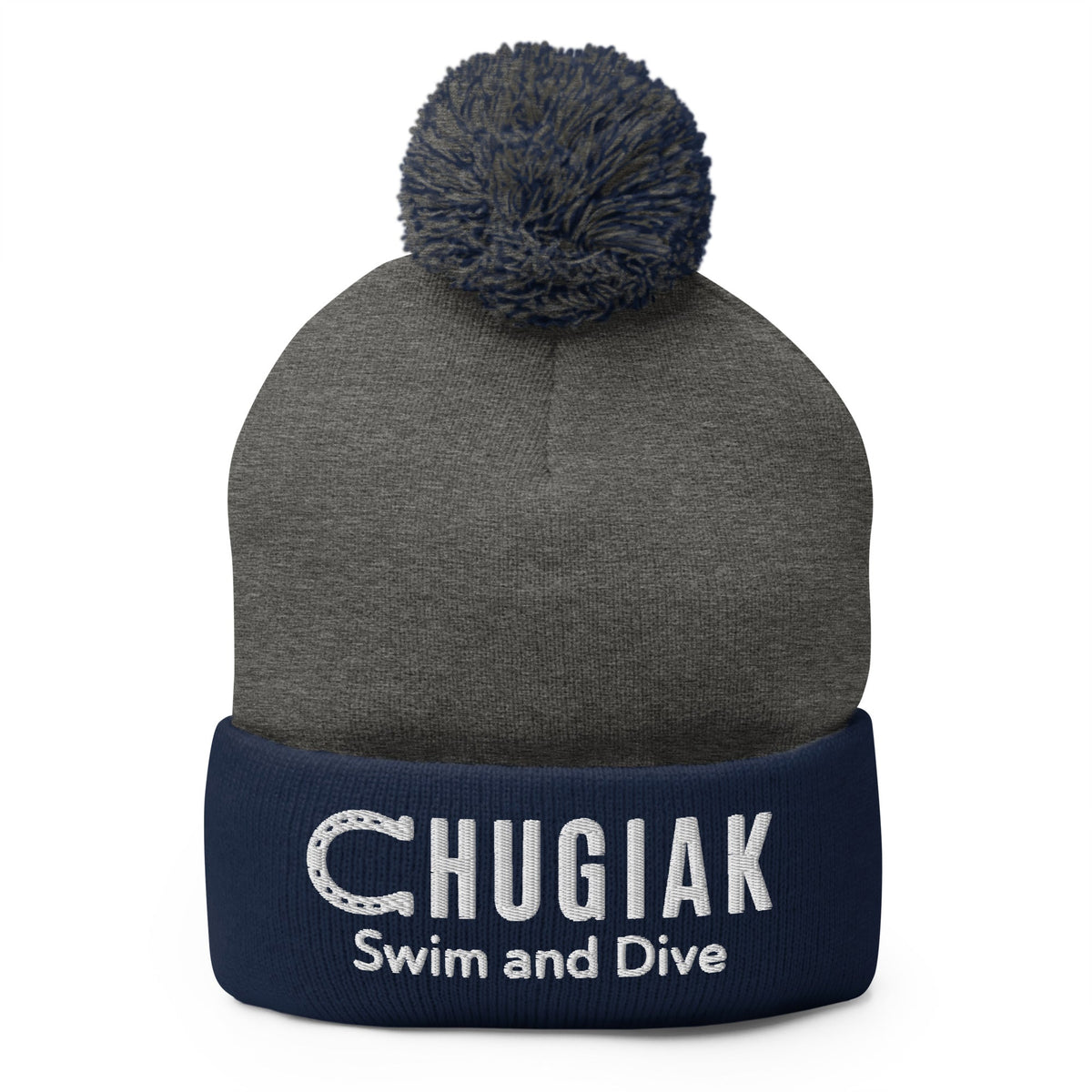 Pom-Pom Beanie | Chugiak Mustang Swim & Dive | Crest Logo