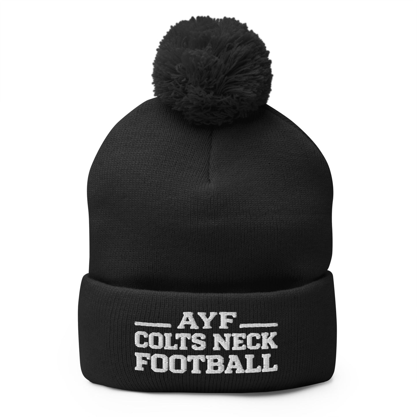 Pom - Pom Beanie | Colts Neck Cougars | Youth Tackle Football (AYF) | Varsity Badge Logo