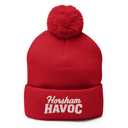 Pom - Pom Beanie | Horsham Travel Baseball | Havoc Logo