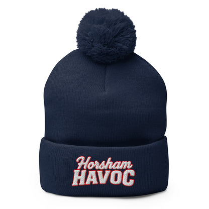 Pom - Pom Beanie | Horsham Travel Baseball | Havoc Logo