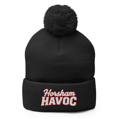Pom - Pom Beanie | Horsham Travel Baseball | Havoc Logo