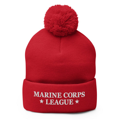 Pom-Pom Beanie | Marine Corps League kings County Det 455 | Shield Logo