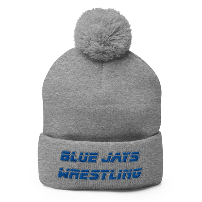 Pom - Pom Beanie | Middlesex Bluejays Wrestling | Retro Wrestling Logo