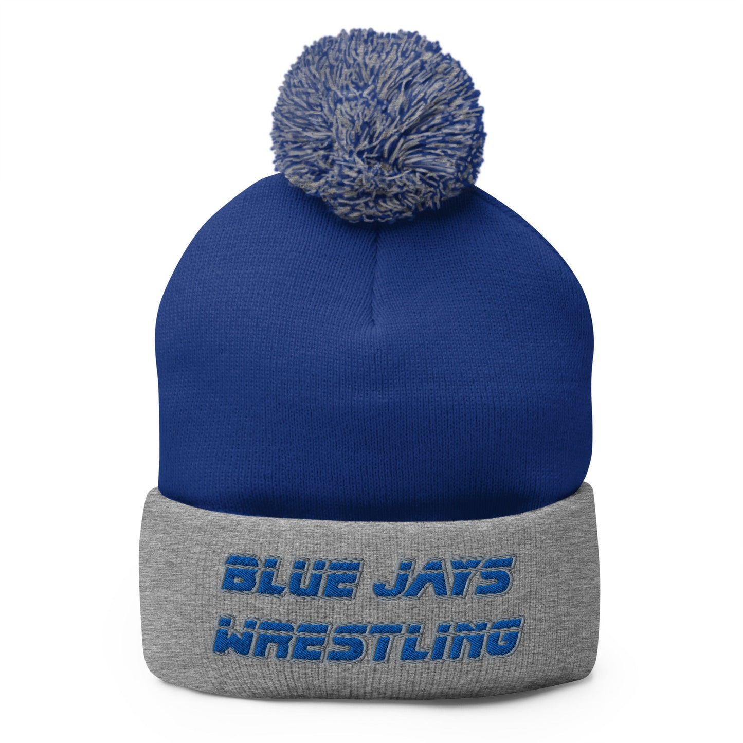 Pom - Pom Beanie | Middlesex Bluejays Wrestling | Retro Wrestling Logo
