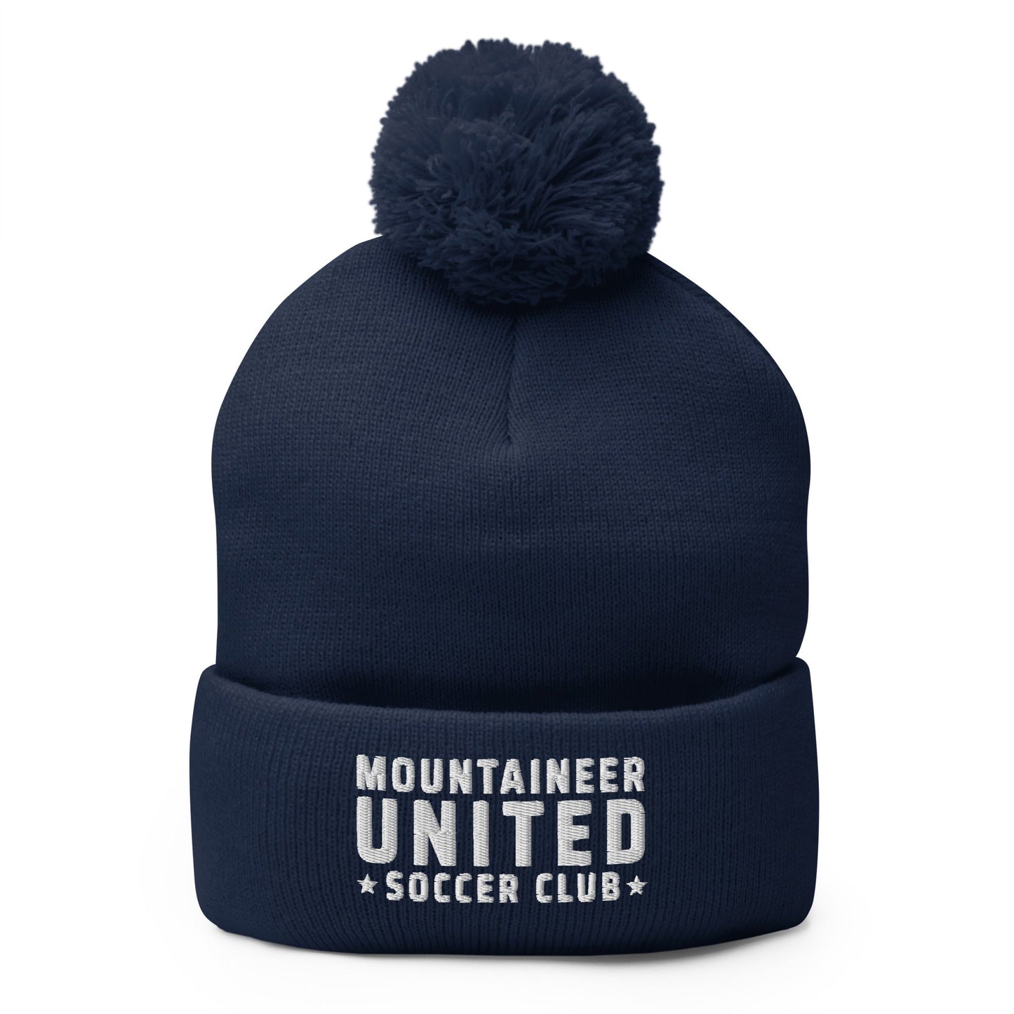Pom-Pom Beanie | Mountaineer United Soccer Club | Alpine Crest Logo