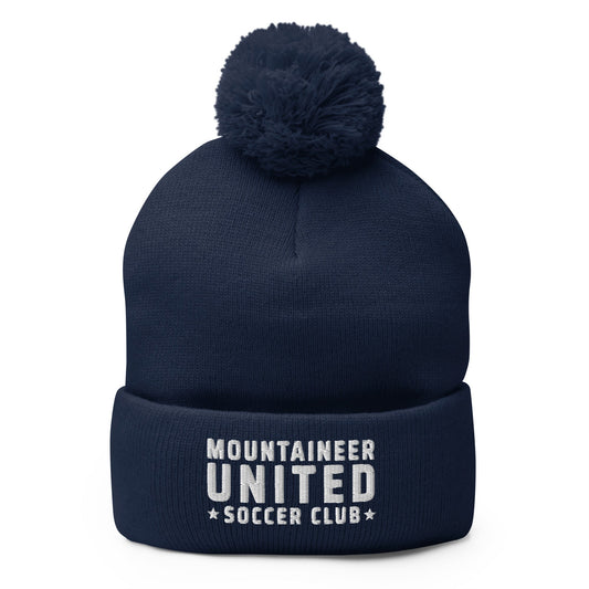 Pom-Pom Beanie | Mountaineer United Soccer Club | Alpine Crest Logo