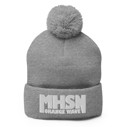 Pom-Pom Beanie | Orange Wave Marching Band | Crest (Variant) Logo