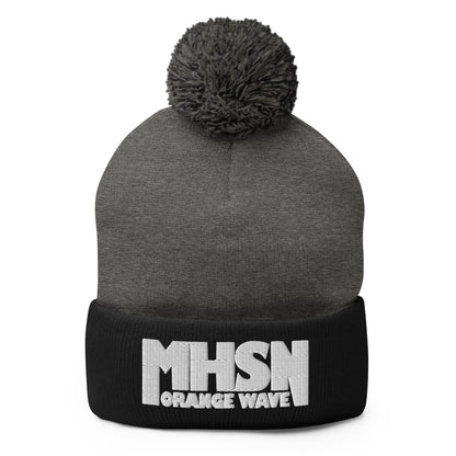Pom-Pom Beanie | Orange Wave Marching Band | Crest (Variant) Logo