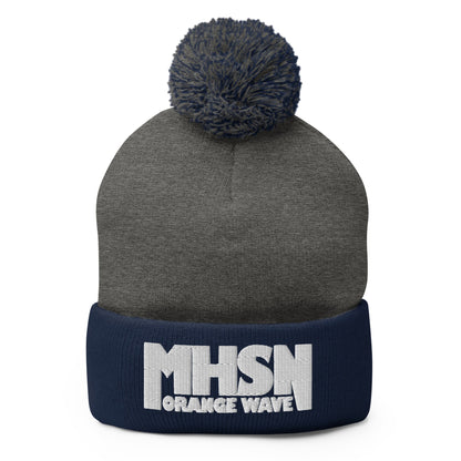 Pom-Pom Beanie | Orange Wave Marching Band | Crest (Variant) Logo