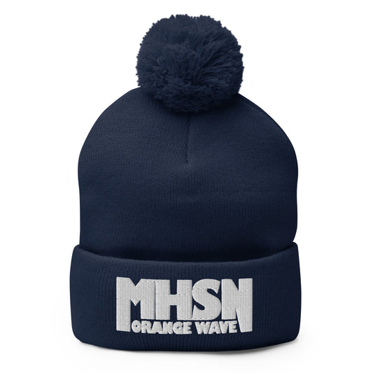 Pom-Pom Beanie | Orange Wave Marching Band | Crest (Variant) Logo