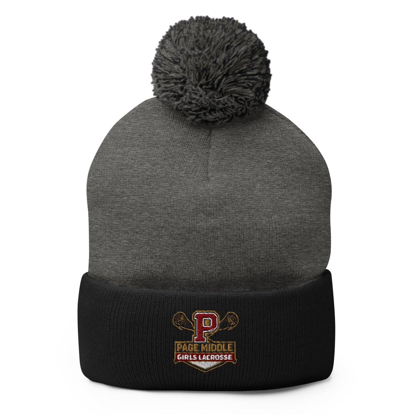 Pom - Pom Beanie | Page Middle Girls Lacrosse | Block P Logo
