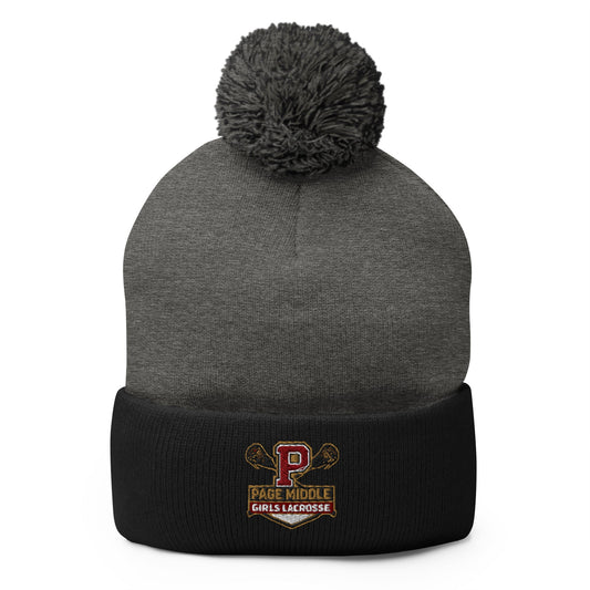 Pom - Pom Beanie | Page Middle Girls Lacrosse | Block P Logo