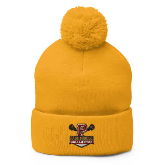 Pom - Pom Beanie | Page Middle Girls Lacrosse | Block P Logo