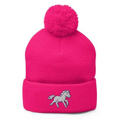 Pom-Pom Beanie | Pink Pony Athletic Club | Mascot Logo