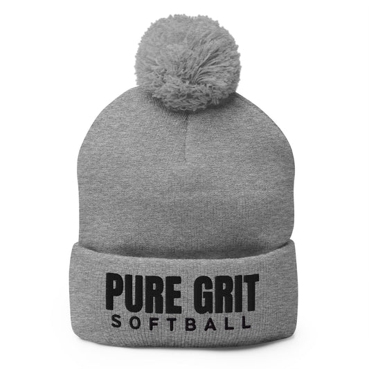 Pom - Pom Beanie | Pure Grit Softball | Main Logo