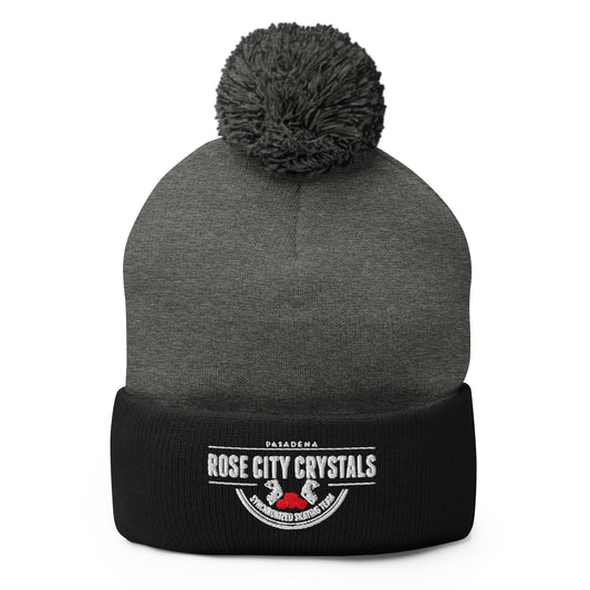 Pom - Pom Beanie | Rose City Crystals | Script Logo