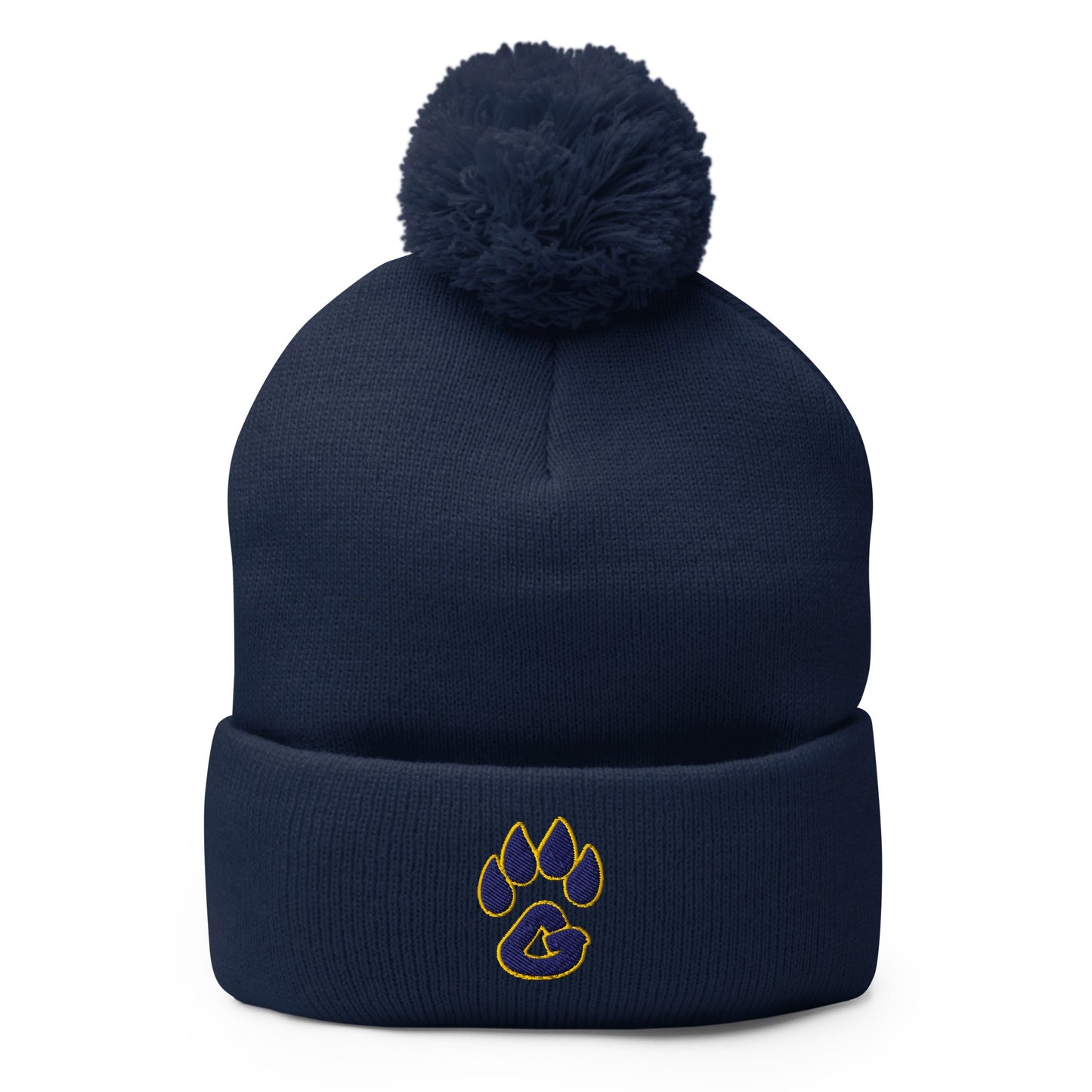 Pom - Pom Beanie | Rutherford County Grizzlies Football | Paw Print Logo