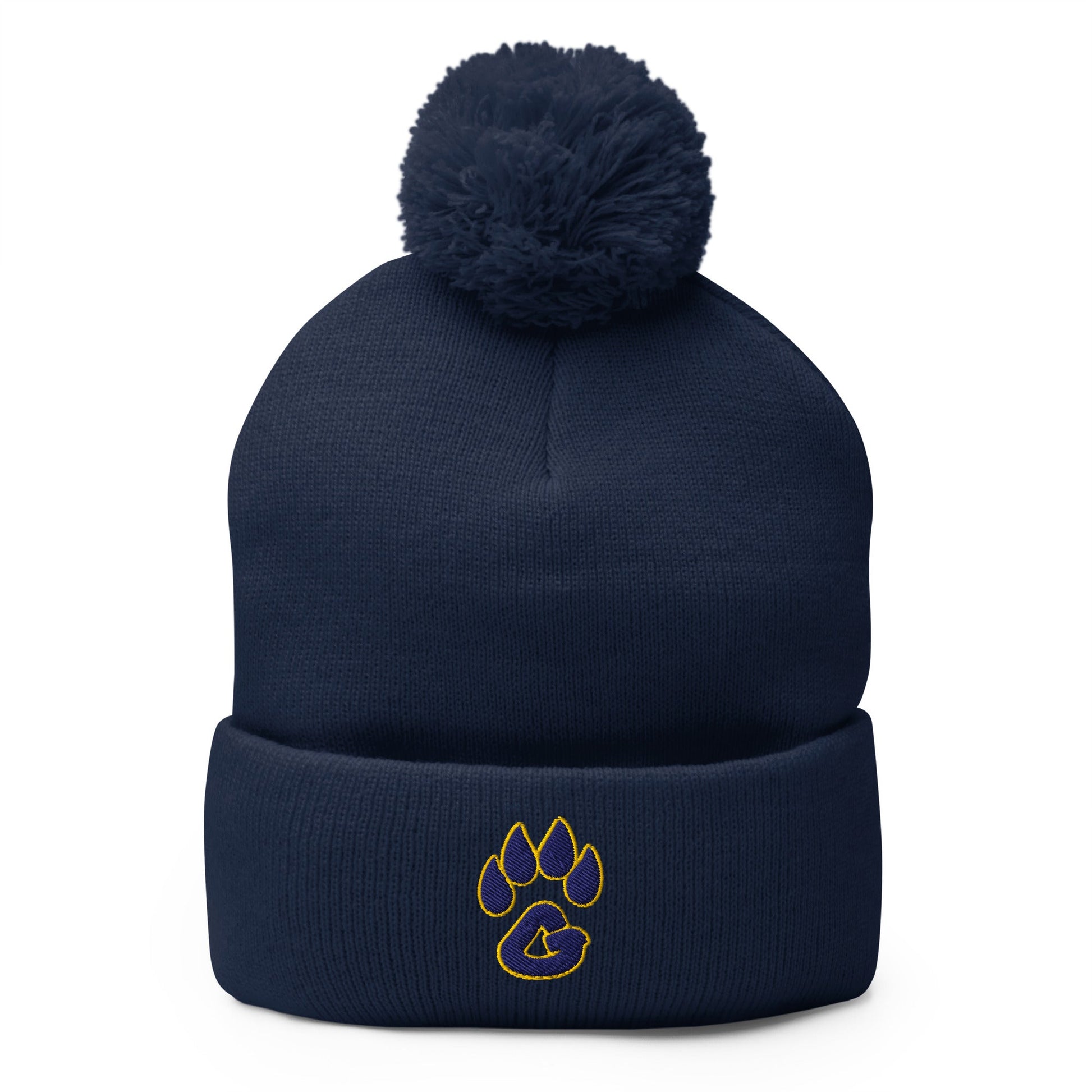 Pom - Pom Beanie | Rutherford County Grizzlies Football | Paw Print Logo