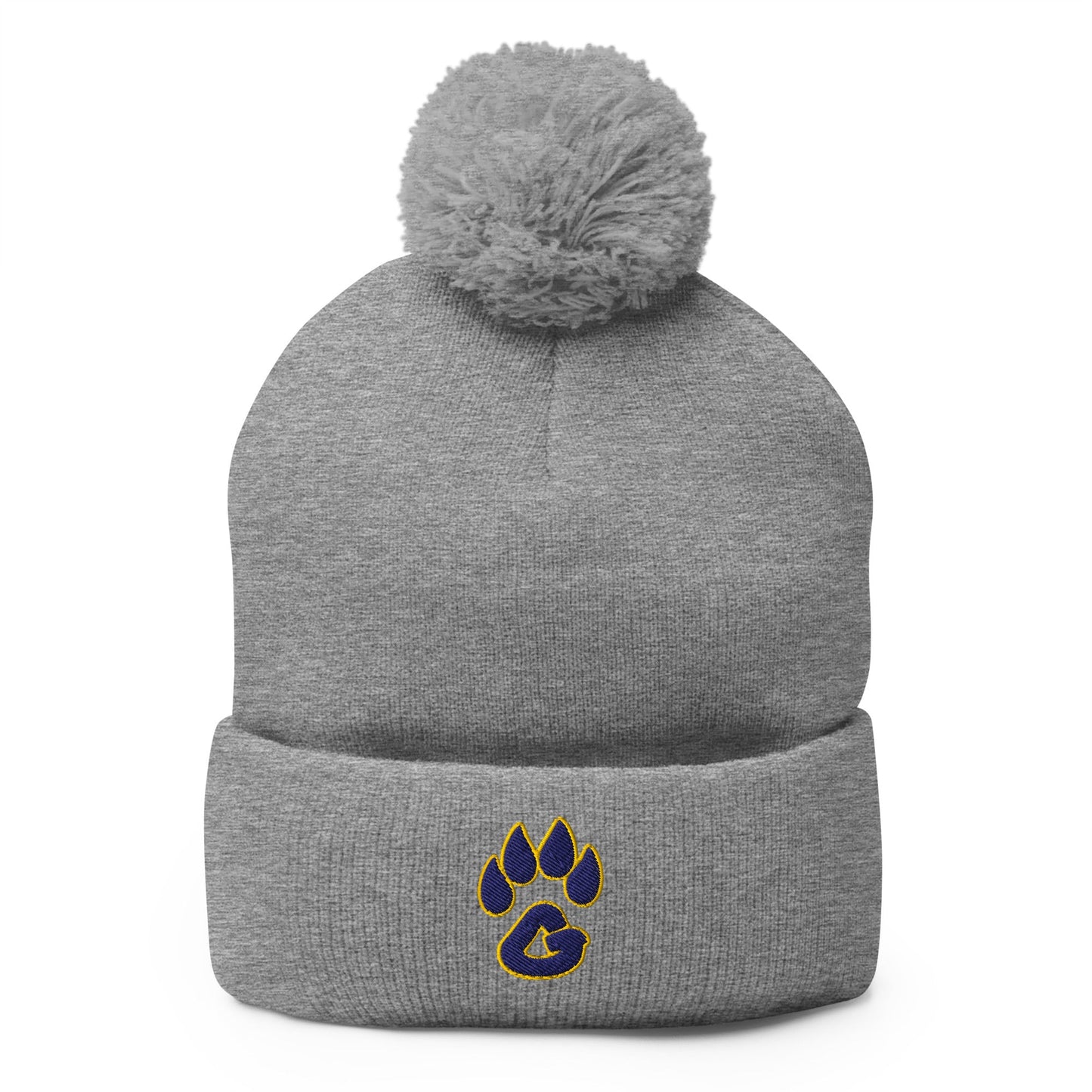 Pom - Pom Beanie | Rutherford County Grizzlies Football | Paw Print Logo