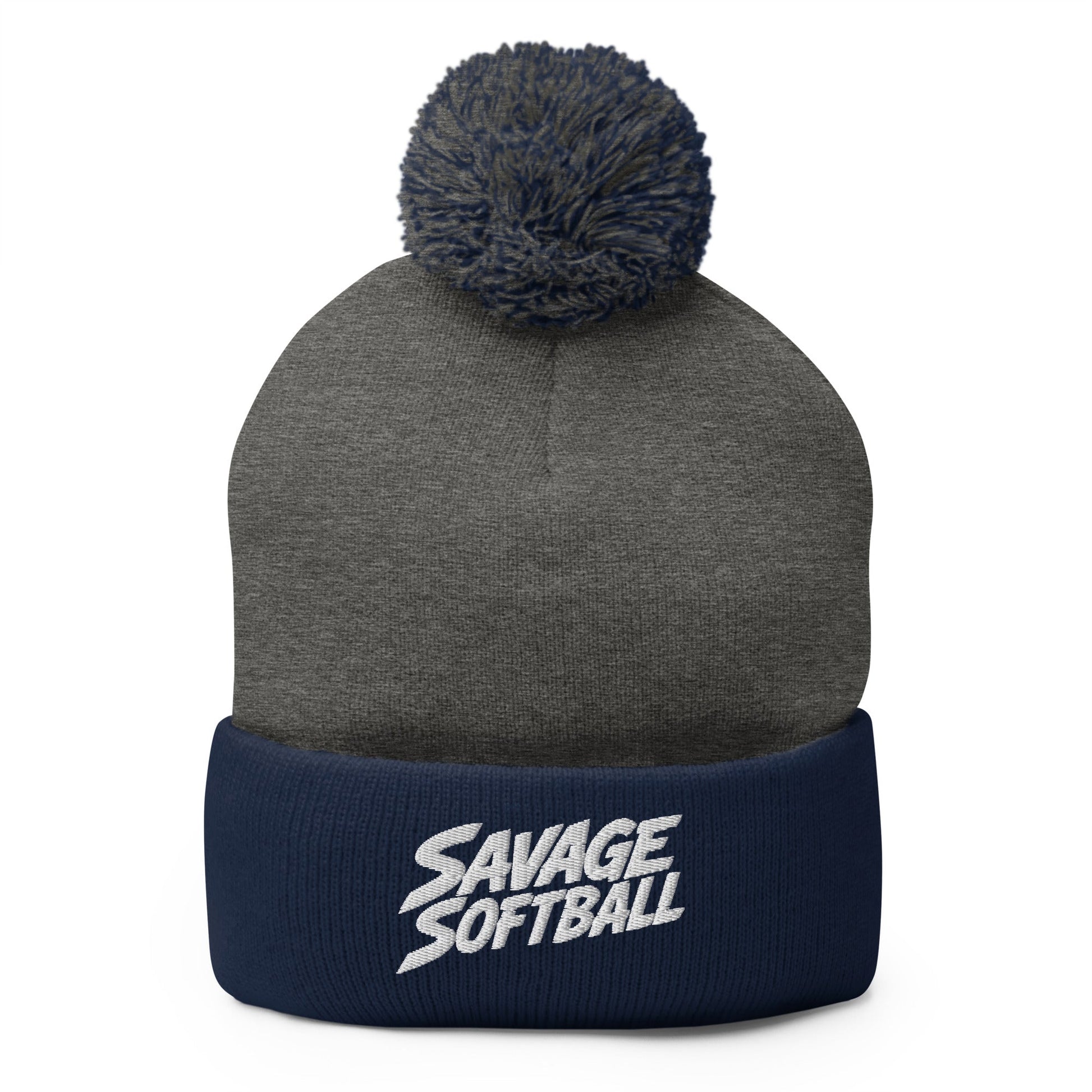 Pom-Pom Beanie | Savage Softball | Mascot Logo