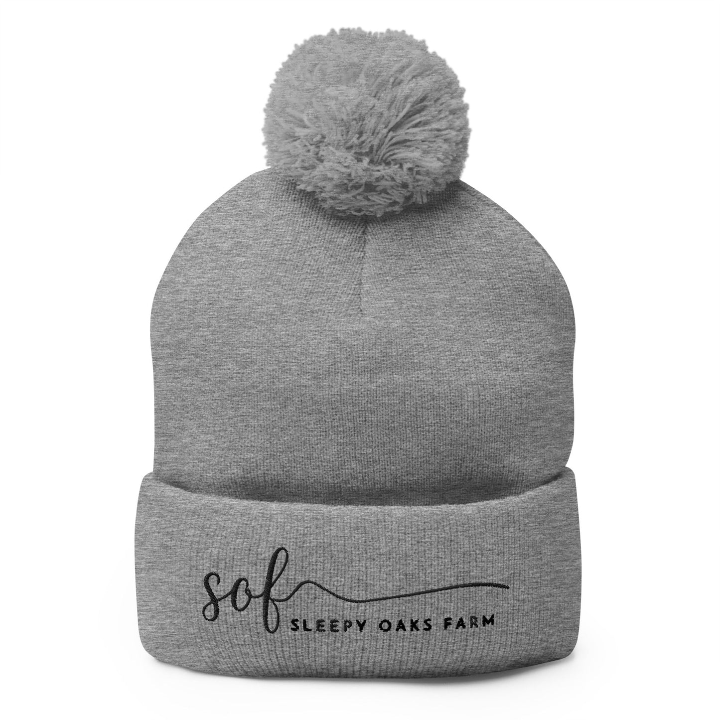 Pom - Pom Beanie | Sleepy Oaks Farm | Script Logo