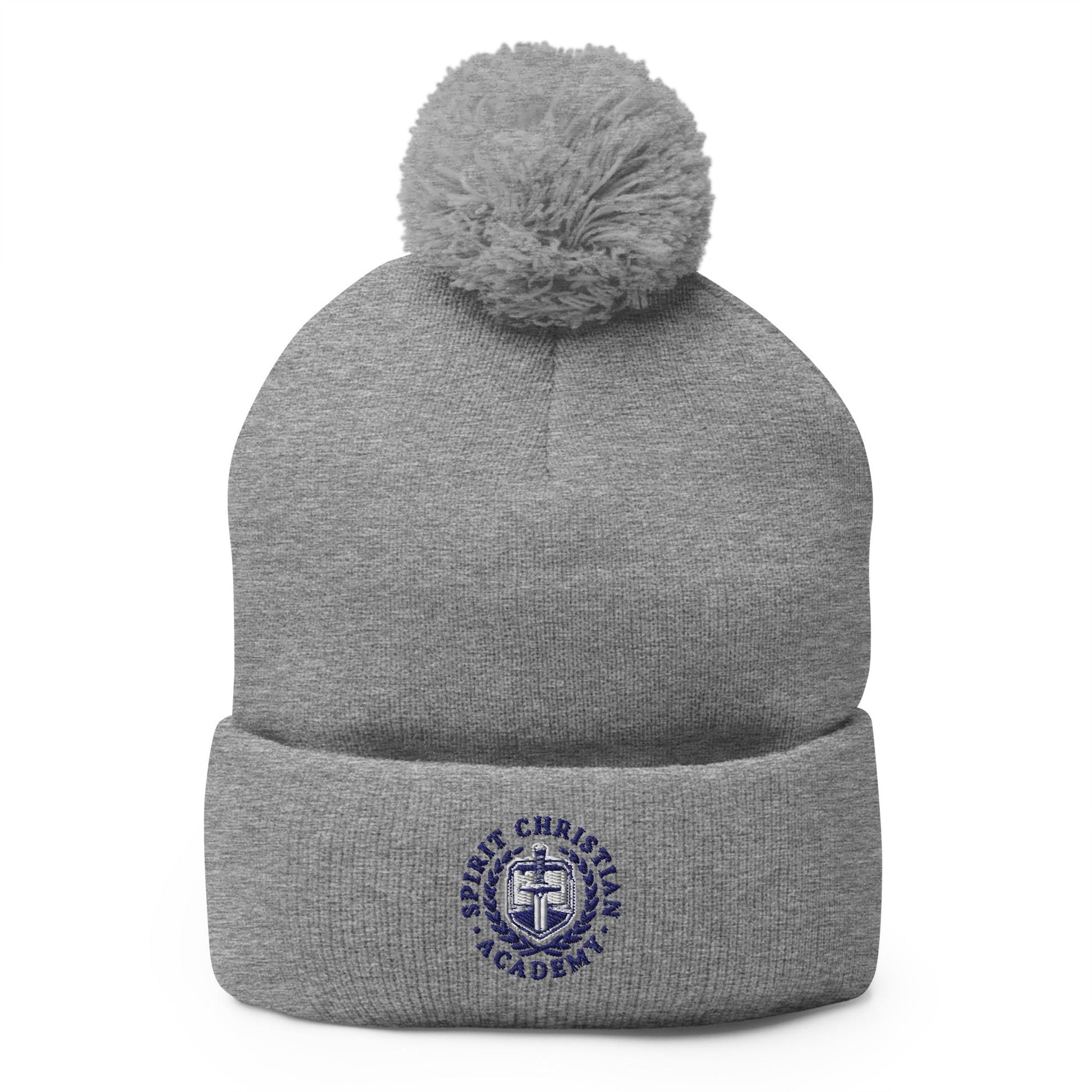 Pom - Pom Beanie | Spirit Christian Academy | Navy Script Logo